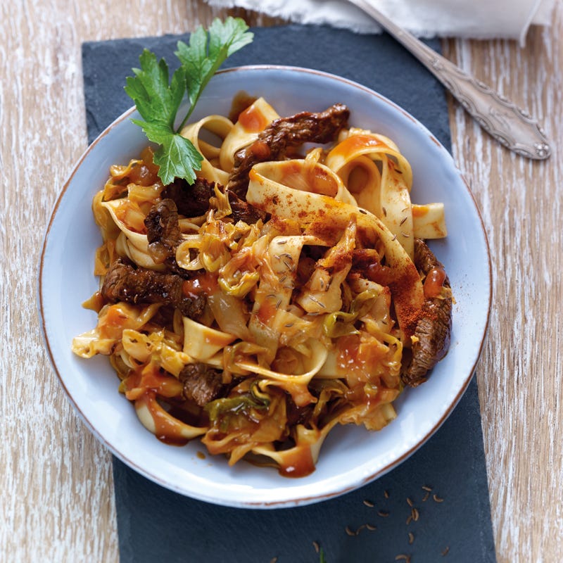 Foto Krautpappardelle mit Steakstreifen von WW