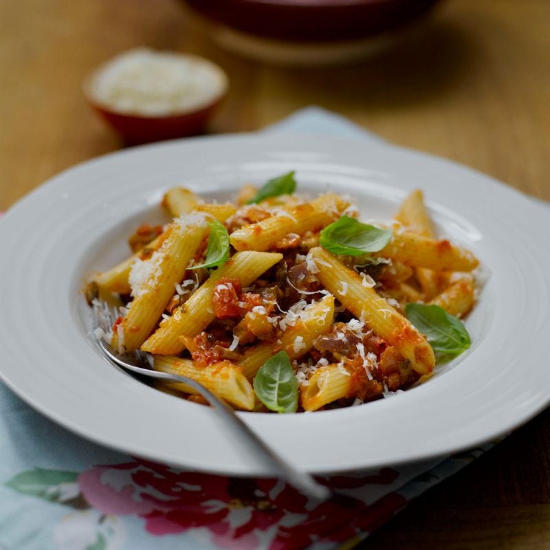 Photo of Aubergine, tomato & rosemary pasta by WW