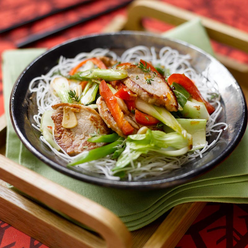 Photo of Pork, thyme & pak choi stir fry by WW