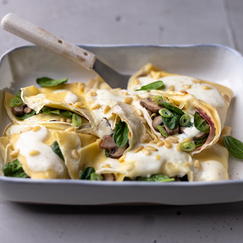 Überbackene Spinat-Crepes