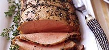 Garlic-Herb Roasted Pork Loin with Pear-Applesauce