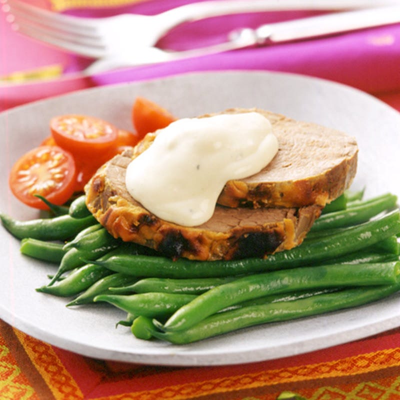 Photo of Roasted Beef Tenderloin with Spiced Blue Cheese Sauce by WW