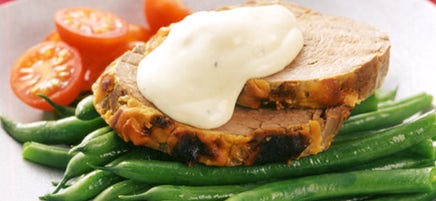 Roasted Beef Tenderloin with Spiced Blue Cheese Sauce
