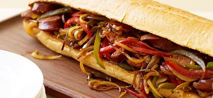 Sausage, Pepper and Onion Hero Sandwich