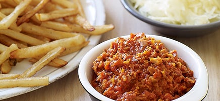 Spanish Style Poutine with Romesco Sauce