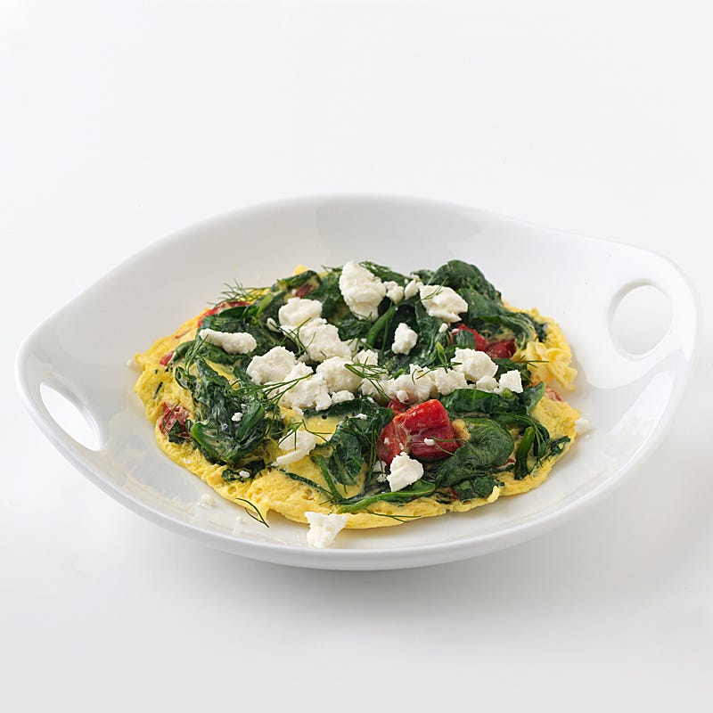 Œufs brouillés aux épinards et au feta