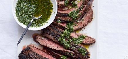 Grilled Flank Steak with Marjoram Salsa Verde