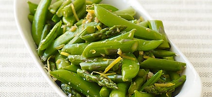 Stir-fried asparagus and sugar snap peas