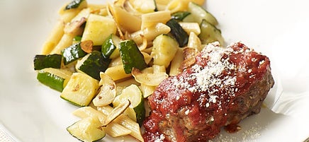 Mini Italian Meatloaves with Penne and Sautéed Zucchini