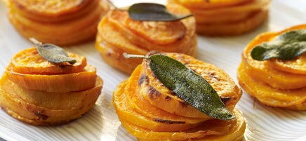 Sweet Potato Stacks with Crispy Sage Leaves