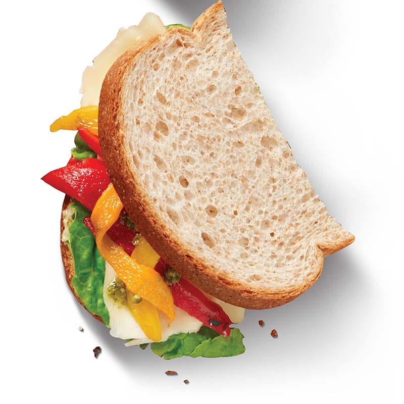 Photo of Mozzarella, red pepper and pesto sandwich by WW