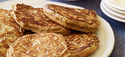 Cinnamon-oat whole wheat pancakes