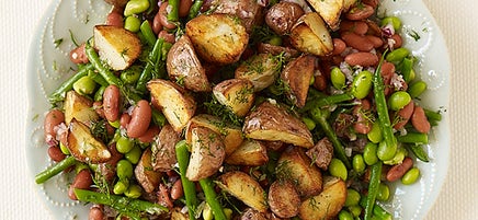 Warm 3-Bean Salad with Crispy Potatoes