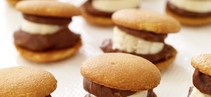 Frozen chocolate-peanut butter and banana-cookie bites