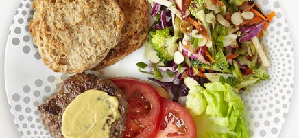 Portion Plate Burger and Slaw