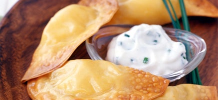 Potato-Cheese Dumplings with Sour Cream-Chive Dip