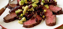 Grilled Flank Steak with Corn, Black Bean and Avocado Salad