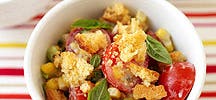 Corn panzanella salad