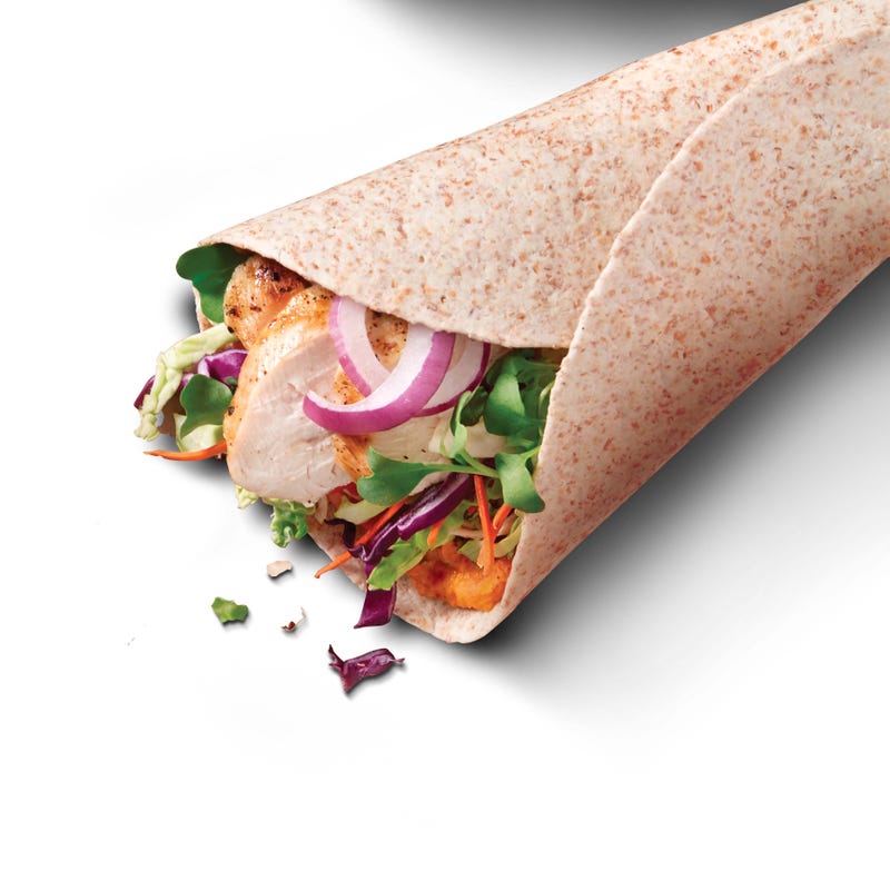 Photo of Hummus and shredded chicken vegetable wraps by WW