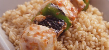 Halibut Kebabs with Spicy Pepper Sauce