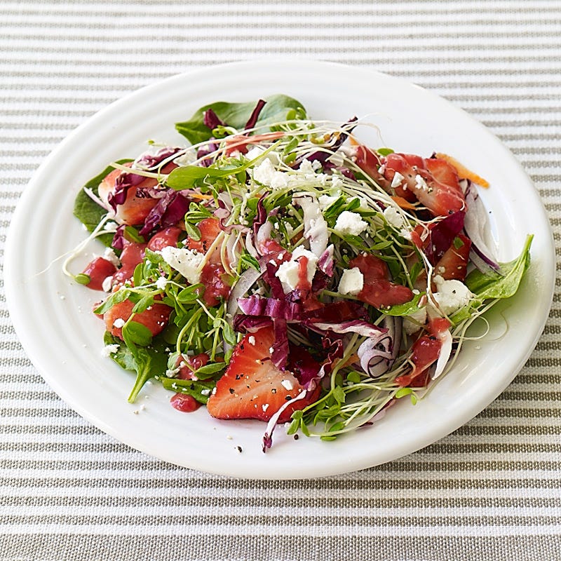 Photo of Strawberry and Spinach Salad with Goat Cheese and Raspberry Vinaigrette by WW