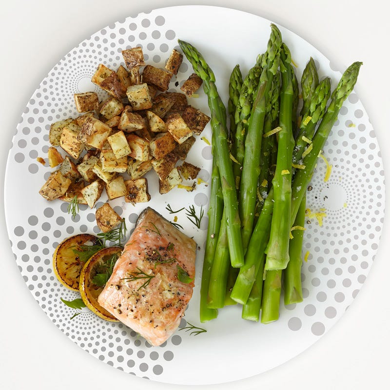 Photo of Portion Plate Salmon with Roasted Potatoes and Asparagus by WW