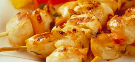 Orange-Grilled Scallops with Mint and Tomatoes