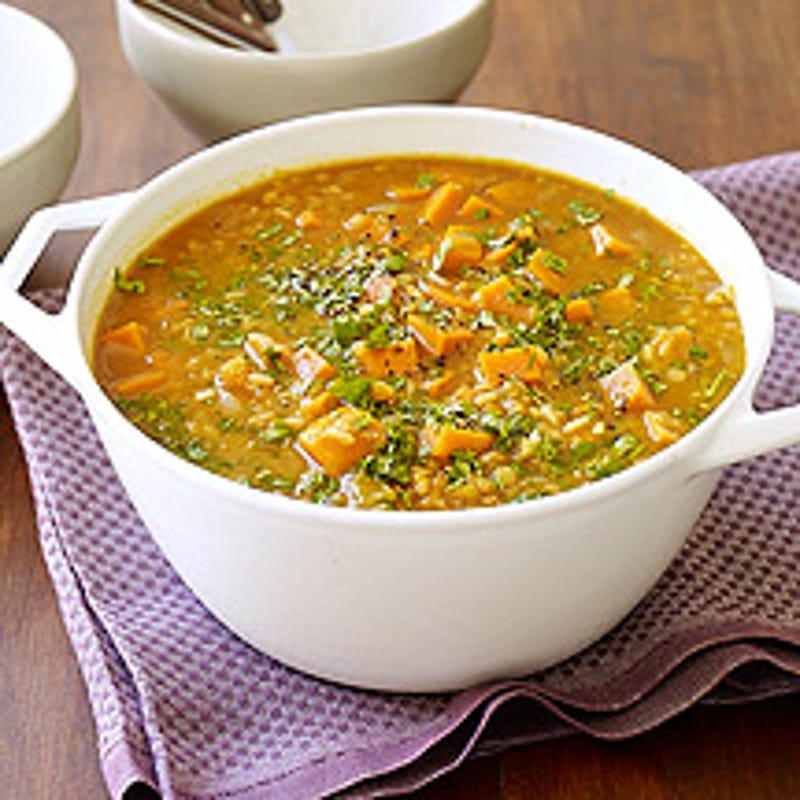 Photo of Gingered red lentil, brown rice, and sweet potato stew by WW