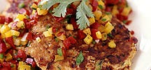 Salmon Cakes with Fiery Bell Pepper Salsa