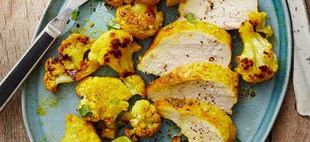 Roasted Chicken Breasts with Spiced Cauliflower