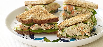 Salmon Salad Sandwiches with Cucumber and Watercress
