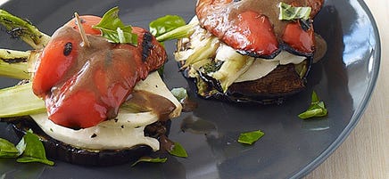Grilled Vegetable and Fresh Mozzarella Stacks with Balsamic Drizzle