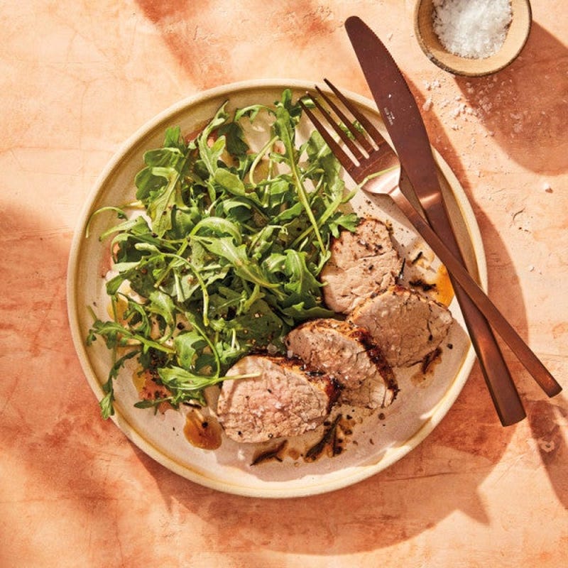 Photo of Grilled Rosemary-Garlic Pork Loin with Arugula by WW