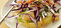 Asian Slaw Over Sliced Pineapple