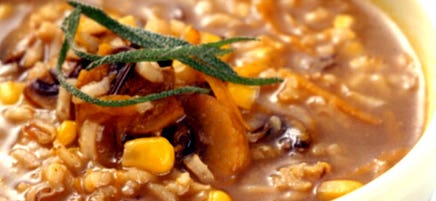 Wild Rice, Barley, Corn and Mushroom Soup