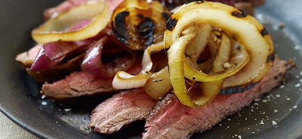 Flank Steak with Triple-Grilled Onions