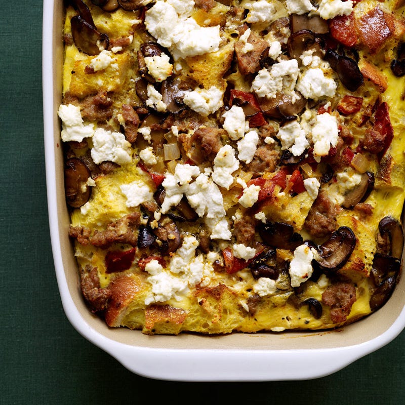 Photo de Strata salée avec saucisse de dinde, poivrons grillés et fromage de chèvre par WW