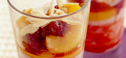 Peach-Berry Compote with Pudding and Almonds
