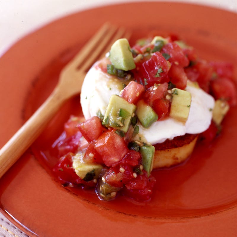 Photo of Mexican Poached Eggs over Polenta with Tomatillo-Avocado Salsa by WW