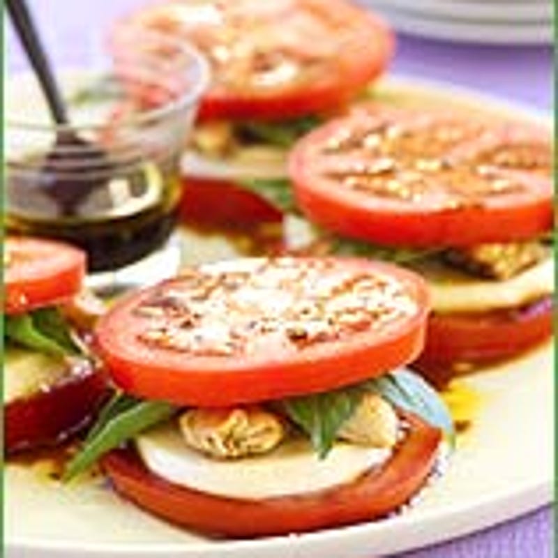 Photo of Tomato and Spicy Seafood Stacks with Balsamic-Maple Vinaigrette by WW