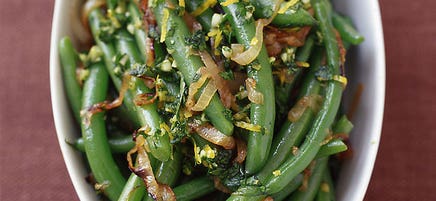 Green Beans with Caramelised Shallots and Gremolata