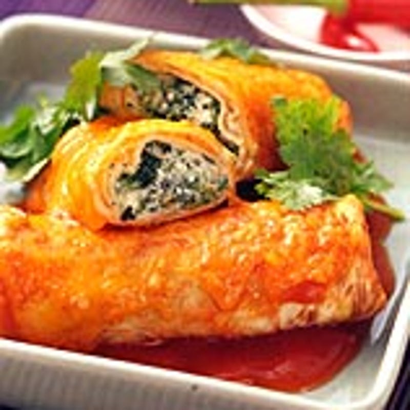 Photo de Œufs mimosa accompagnés de poivrons rouges grillés par WW