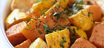 Patates douces rôties et courge avec cassonade et épices
