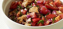 Salade de pain italien grillé et de tomates