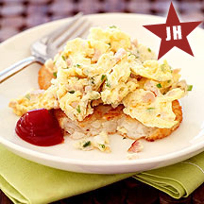 Photo of Bacon, egg and hash brown stacks by WW