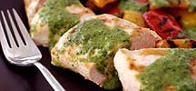 Grilled Chicken and Tri-Colour Peppers with Chimichurri Sauce