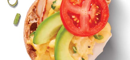 Egg, turkey, avocado and tomato sandwiches