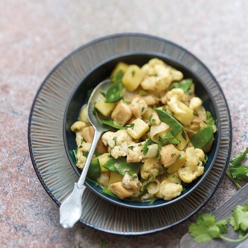 Kartoffel-Blumenkohl-Curry mit Poulet