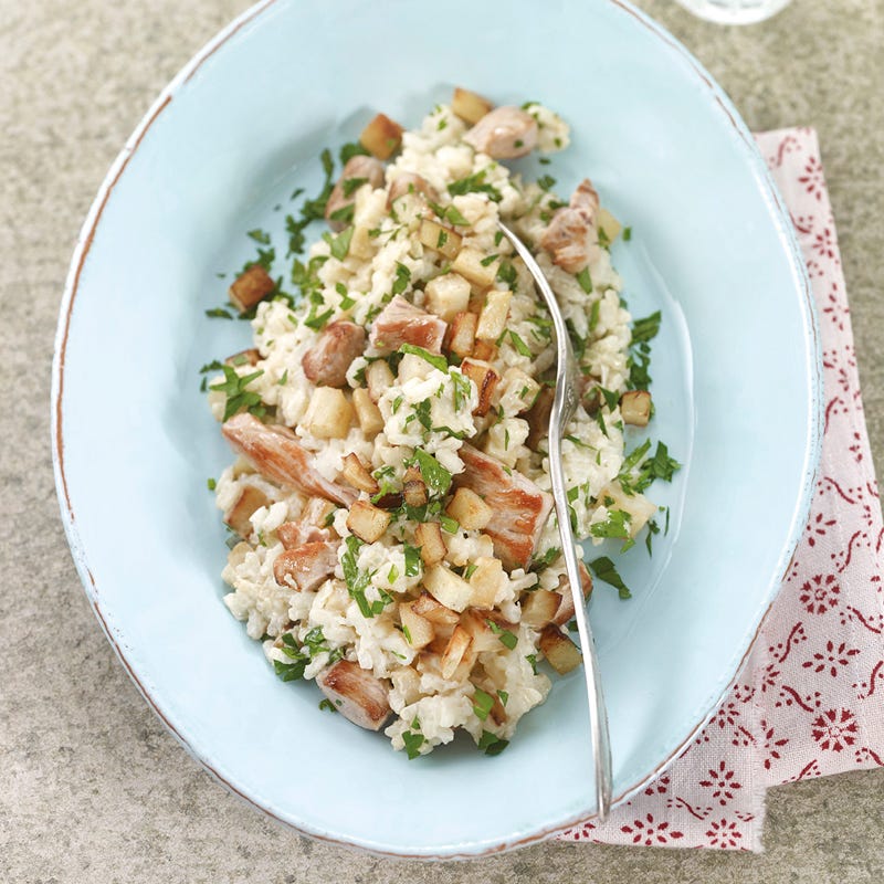 Pastinaken-Petersilien-Risotto mit Schweinsfilet