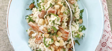 Pastinaken-Petersilien-Risotto mit Schweinsfilet